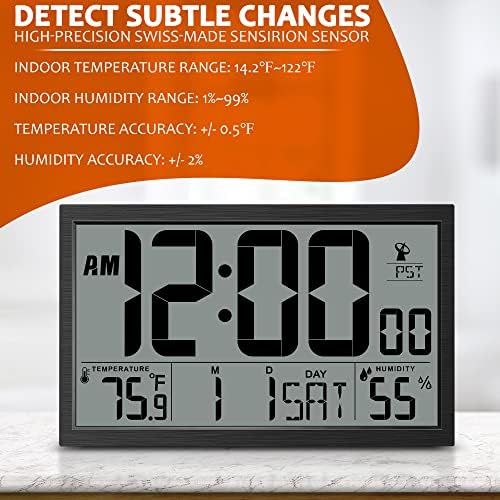 BAYGA atomski sat, jednostavan za čitanje, automatski podešava vrijeme, mjerač temperature visoke preciznosti