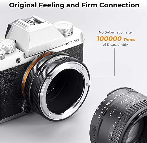 K & F Concept IV Pro NIK-FX Adapter za montiranje s upravljačkim prstenom otvora, kompatibilan je sa Nikon F serije objektivom na Fujifilm Fuji X-Series X FX Mount kamere sa dizajnom matiranja
