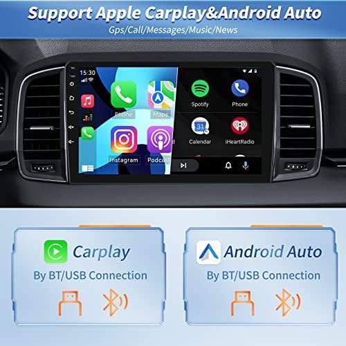 Android 11 Car Stereo sa Apple Carplay & Android Auto, 9-inčni auto radio sa ekranom sa GPS-om WiFi Bluetooth FM / RDS SWC Split Screen + Besplatni okvir za Chevrolet Chevy Lova 2006-2010 + rezervna kamera