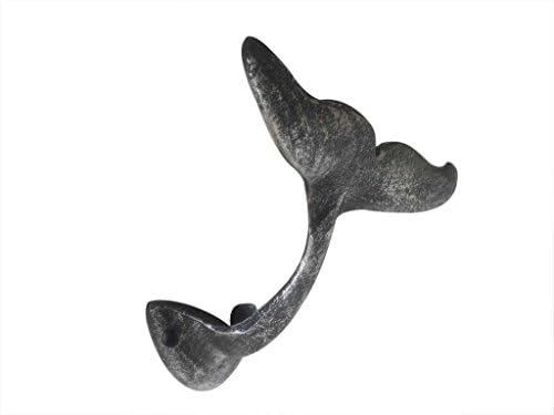 Antikni srebrni ukrasni kukiča za kitove kita 5 inča - ukrasna kuka - metalna zidna kuka