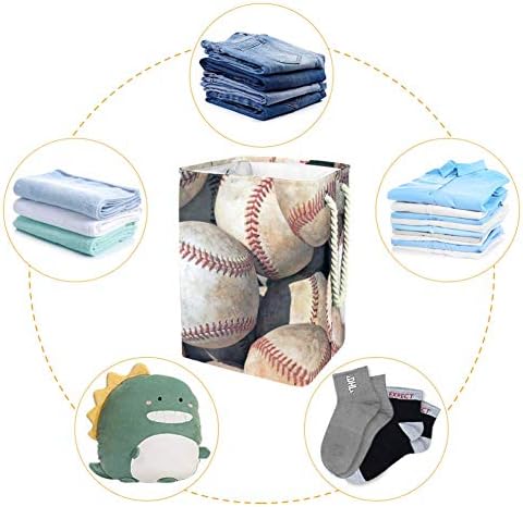 DJROW čvrsta korpa za veš Bejzbol loptice slika sklopiva korpa za odeću velikog kapaciteta sa ručkama kanta