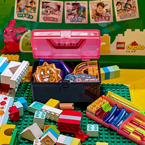Lufuren 8.5 '' Plastična umjetnička kutija, Oprema za kosu Organizator za djevojčice, kutija za skladištenje igračaka, obrtni materijal i kutija za skladištenje kozmetike, kutija za školsku pribor, crna + crvena