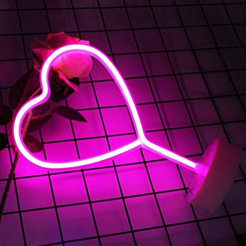 KAQ-neonska svjetla za srce Neonski natpisi, LED neonsko svjetlo na baterije za spavaću sobu,