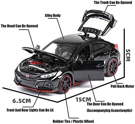 Skala Model automobila za Civic Type-R Car Metal Diecast vozila Model automobila Sound Light Car 1: 32