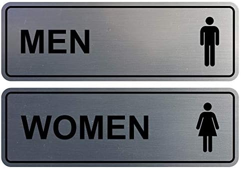Standardni muškarci Ženski znak za WC-a - srebrni - veliki