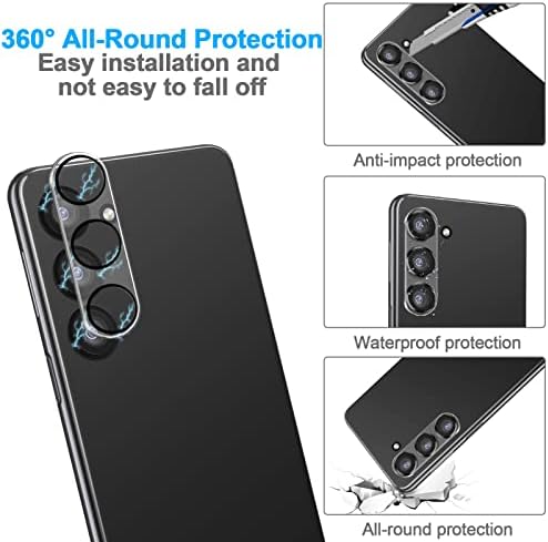 Qoosea zaštitnik ekrana za Samsung S23 kaljeno staklo sa zaštitom sočiva kamere zaštitnik bez mjehurića otporan na ogrebotine 3d zakrivljeno kompatibilno Samsung Galaxy S23 5G, 2+2 Pakovanje