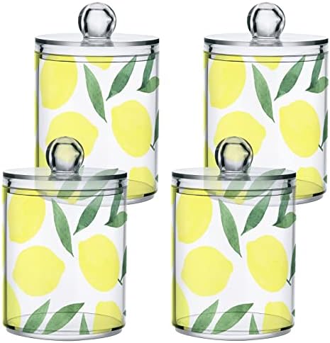 Yyzzh akvarel limuna i listova pastel boje voće 4 pakovanje QTIP-ovog držača dispenzer za