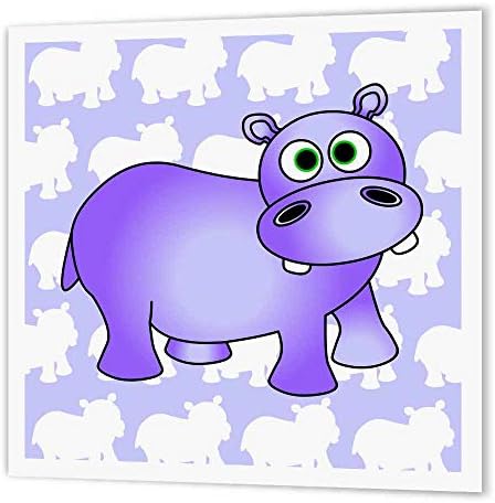 3Droza HT_24624_1 Prilično ljubičasta hipopotamus slatka konjača glačalo na prijenosu topline za bijeli materijal, 8 po 8-inčni