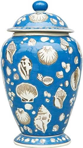 CNPraz Plava Moderna keramička đumbira sa poklopcem za kućni dekor, ručno oslikane plave oceanske
