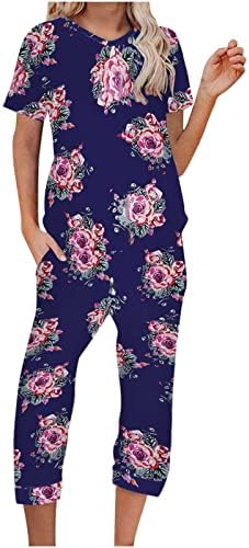 Dame pantalone set Peony Leopard Print cvjetni grafički hlače Set Capri ravne noge Ljetne pantalone