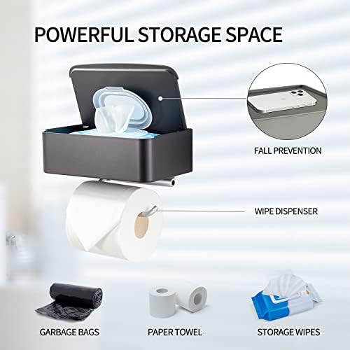 Kooniosio WC držač za papir sa policama, aluminijum i plastično-zipne montiranje organizatora Organizator za oblikovanje