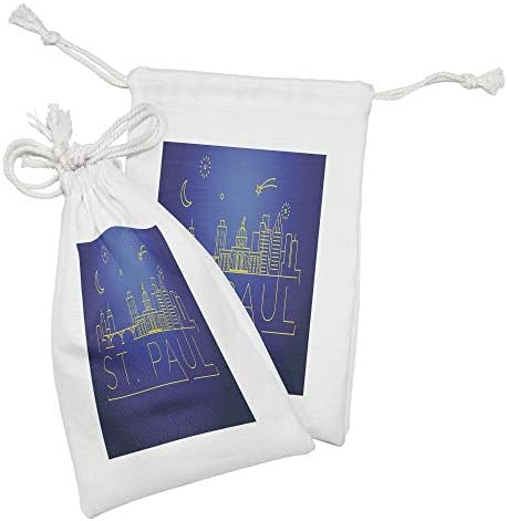 Ambesonne Minnesota tkanina TOUCK set od 2, doodle Art St Paul City Celyline u zvjezdanoj noći Modern Style