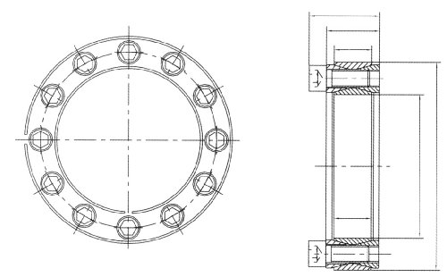 LA1X-2-1 / 2 Ametric inčni zaključani montaža 1x inča, 2,5 inčni provrta, 3,737 inča Vanjski prečnik