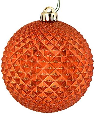 Vickerman 6 brušeni narandžasti Durian sjajni kuglični ukras, 4 po vrećici