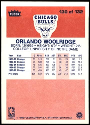 1986 FLEER 130 Orlando Woolridge Chicago Bulls Nm / MT Bulls Notre Dame
