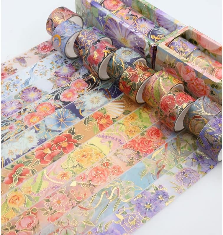 N / A Floral prašine trake Vintage Dekorativno ljepilo za naljepnice za dnevnike za svjetlonice