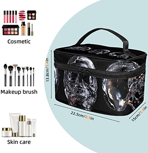 Toaletna torba, putni šminka kozmetička torba za žene muškarci, kristalno lubanje crna psiha hipi skelet