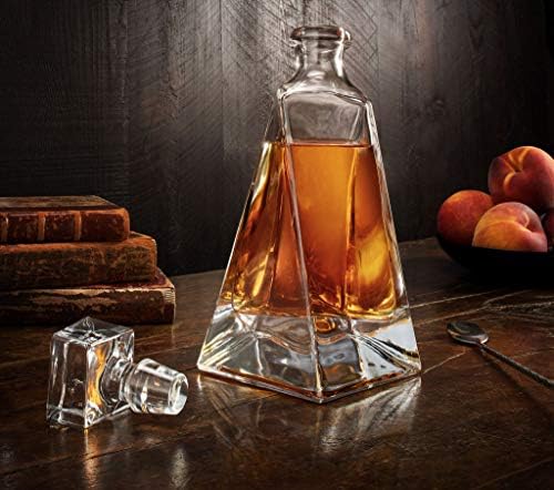 Atlas Whiskey Decanter - 22 oz Kristal Moderni Decanter - Mali ljekarski dekant sa čepom - BOOZE Decanter za viski, Bourbon, Brandy, Alkohol i Rum - Scotch Bar kontejner