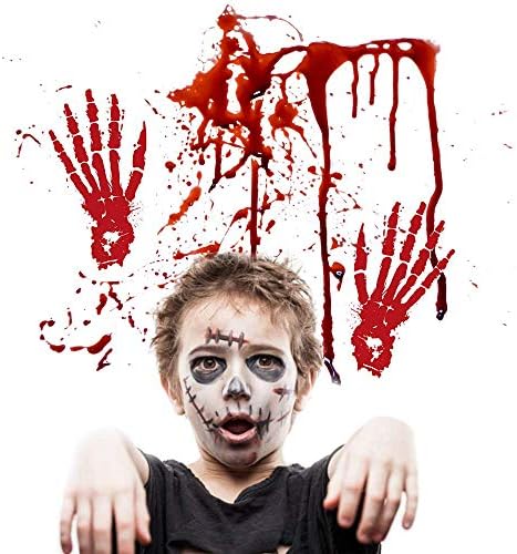 Doxishruky Halloween Krvavi naljepnice za prozore, krvavi otisci ruku i šljokica krvi zastrašujuće