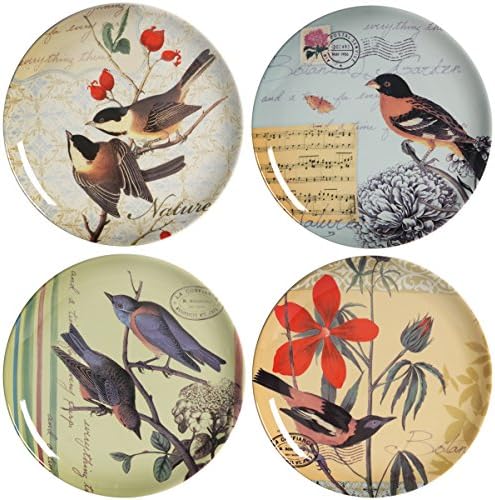 A & B kućne lottie ptice bočne ploče, set od 4, 8,3 inča