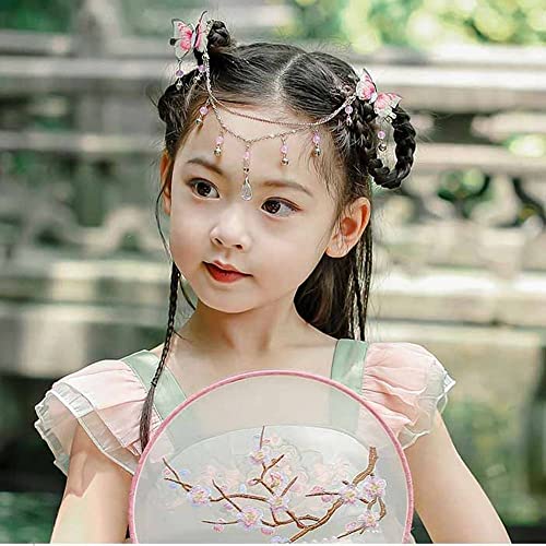 Dječje frizure Hanfu Klip za kosu leptir cvjetni čelo lanac kanta za kosu za kosu Kineski stil glava za kosu