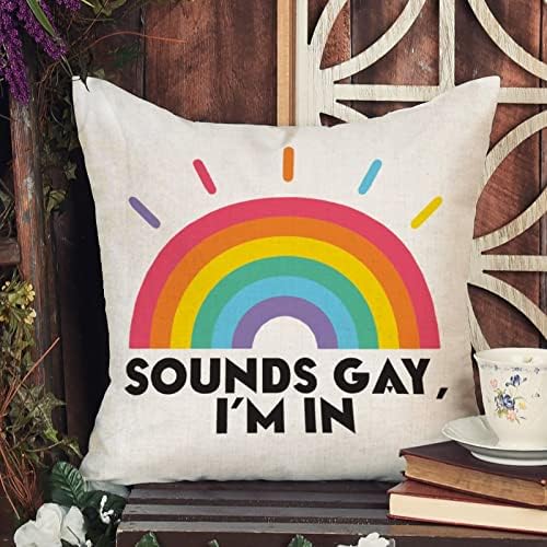 Gay Pride Rainbow LGBT Isti seks gay bager Jastuk zvuči gay Ja sam u duginoj jastuci jastuk za valentinovo dekortaivni jastučnice za dekorcu za dekorman za kauč na kauč na kauč na razvlačenje spavaće sobe 20x20in