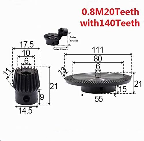 MOUNTAIN MEN Accessories 2kom 1: 7 zupčanik 0.8 modul 20 zuba + 140 zuba unutrašnja rupa 6mm 90 stepeni pogon komutacijski Čelični zupčanici industrijski naučni