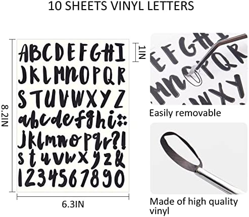 10 listova naljepnice za pismen - 1 inčni samoljepljivi vinil naljepnice za vinil za automobile - abecede brojevi