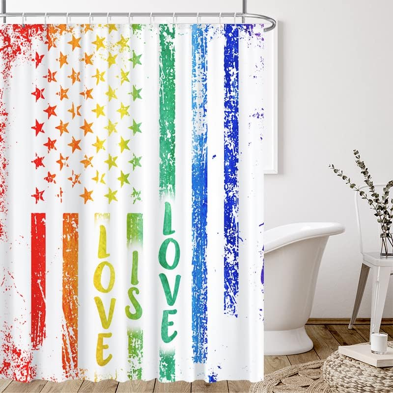 Lofaris Love je ljubav LGBT tuš zavjesa za kupaonicu Gay Pride Rainbow Američka zastava šest boja duge kade