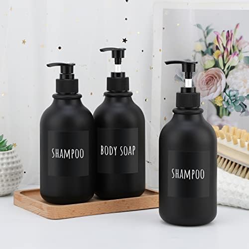 Segbeauty Matte Crna šampon, 3pcs 16.9oz boca pumpe za punjenje sa naljepnicama, 500ml prazna plastična preša kupatilo za tuš kabine Raspršivač za regenerator za ručni sapun