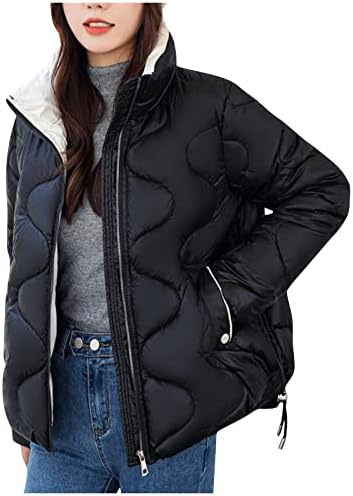 Nokmopo Womenska jakna Ženska solidna boja Stojeći ovratnik dugi rukav džep topli pamučni kaput pamučna jakna
