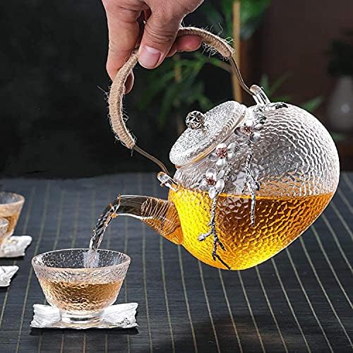 Zenacija japansko stil čekiranog stakla EXQUISITE 900ml čaj za čaj, sa umanjivanjem kotača i bakrene