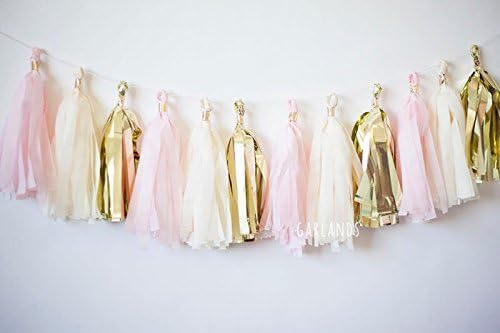 Ručno izrađene zlatne ružičaste tastere za bijelo tkivo za zabavu Vjenčanje Gold Garland Bunting Pom Pom po originalama Grupa