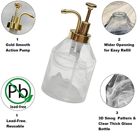 3D Smog Staklena sapunja za pumpe Dispenzer za puhanje i hrhto-hromirani završetak, zlatna glatka zamena