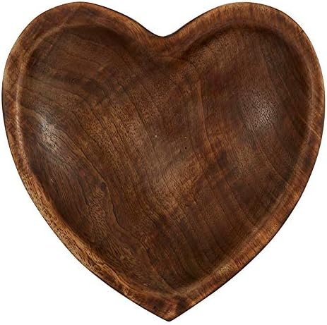 47. i glavna izrezbarena drvena posuda u obliku srca, velika, smeđa