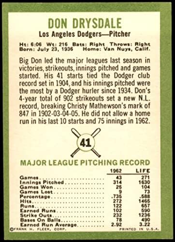 1963. Fleer 41 Don Drysdale Odlični Dodgers