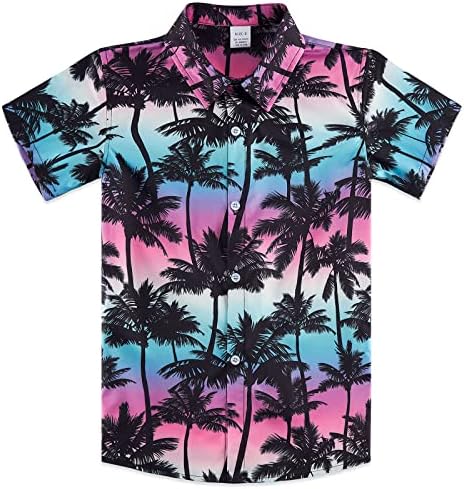 UNICOMIDEA Little & amp ;Big Boys 3D Print Hawaiian Shirt Aloha Button Down Dress Shirt za 3-14 godina