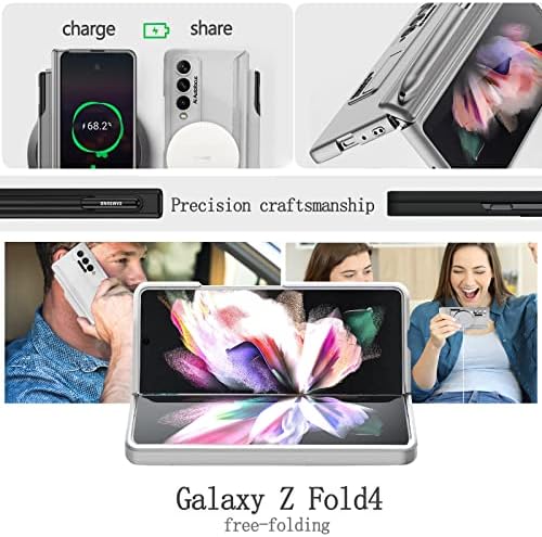 Aiaabq za Samsung Z Fold 4 Case, Galaxy Z Fold 4 Case [Zaštita šarke] sa držačem olovke i ugrađenim zaštitnikom