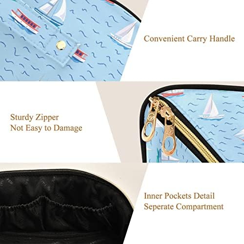 Cataku Ocean Plava jedrilica Veliki kapacitet Travel Kozmetička torba za šminku, kozmetičke vrećice za žene prijenosne vrećice za šminku sa ručkom i toaletna torba za kovanje