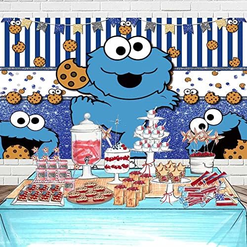 Cookiemonster Cookie Monster pozadina za Baby Shower Party rođendan Banner pamuk, djeca Rođendanska zabava torta desertni stol dekor potrepštine Banner