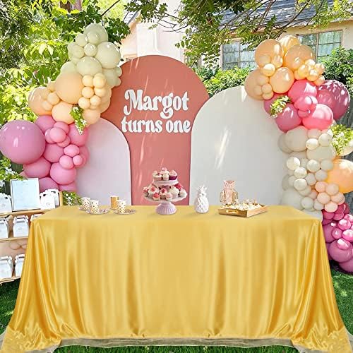 Zlatni satenski stolnjak za zabave Vjenčanje, sjajno stolno krpa 60 x 120 inča za rođendan banket Recepcijski
