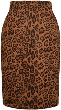 Vintage ženska midi suknja torba hip leopard tisak High struk patentni zatvarač jesen zimska duljina
