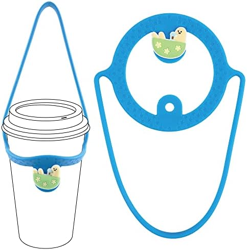 HTGT Silikonski nosač šoljica za kafu, prenosivi nosač pića, držač šoljica za poneti za topla i hladna pića, nosač kafe za višekratnu upotrebu sa ručkom za putovanje i za poneti