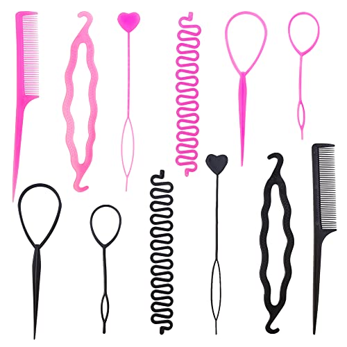 TCOTBE 2 setovi Topsy Tail hair Tool DIY Komplet alata za oblikovanje kose Hair Loop alat za oblikovanje kose Updo rep Maker Accessories francuska pletenica alat Loop Hair Styling Set za djevojčice i žene