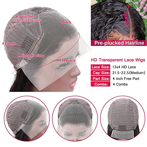 Vodene talasne čipkaste prednje perike ljudska kosa 13x4 HD prozirne čipkaste frontalne perike