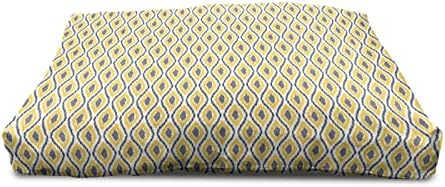 Lunable Ikat Drvena kućna ljubimca, ovalni dvostruki zigzag Ikat motivi egzotična japanska kulturna dizajn, vanjski i zatvoreni prijenosni odgajivačnica sa jastukom i poklopcem, velikom, sivom žutom bijelom bojom