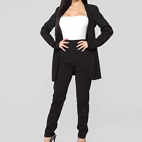 Ženska poslovanje 2 komada odjeća za uklanjanje - Žene Business 2 komada kaputa dugih rukava na vrhu sitova s