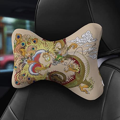 Kineski zmaj i Phoenix jastuk za automobilom od 2 auto-u obliku kostiju jastuci za glavu jastuka za putni automobil Domaći ukras