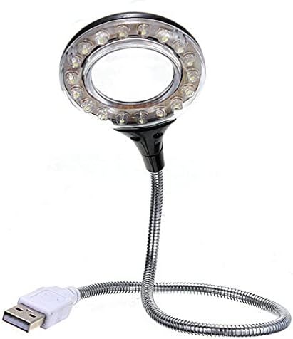 LIXFDJ Podesiva kancelarijska stolna stolna lampa za čitanje Nosač Nosač USB 18 LED žarulja Bijela crna // 277