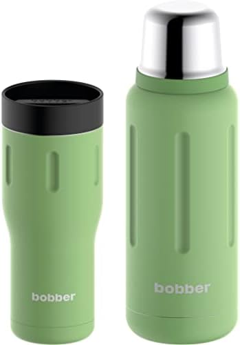 Bobber - paket od 34 oz vakuum izolirane boce od nehrđajućeg čelika i 16 oz vakuum izolirane putne šalice za kavu sa nepropusnim poklopcem